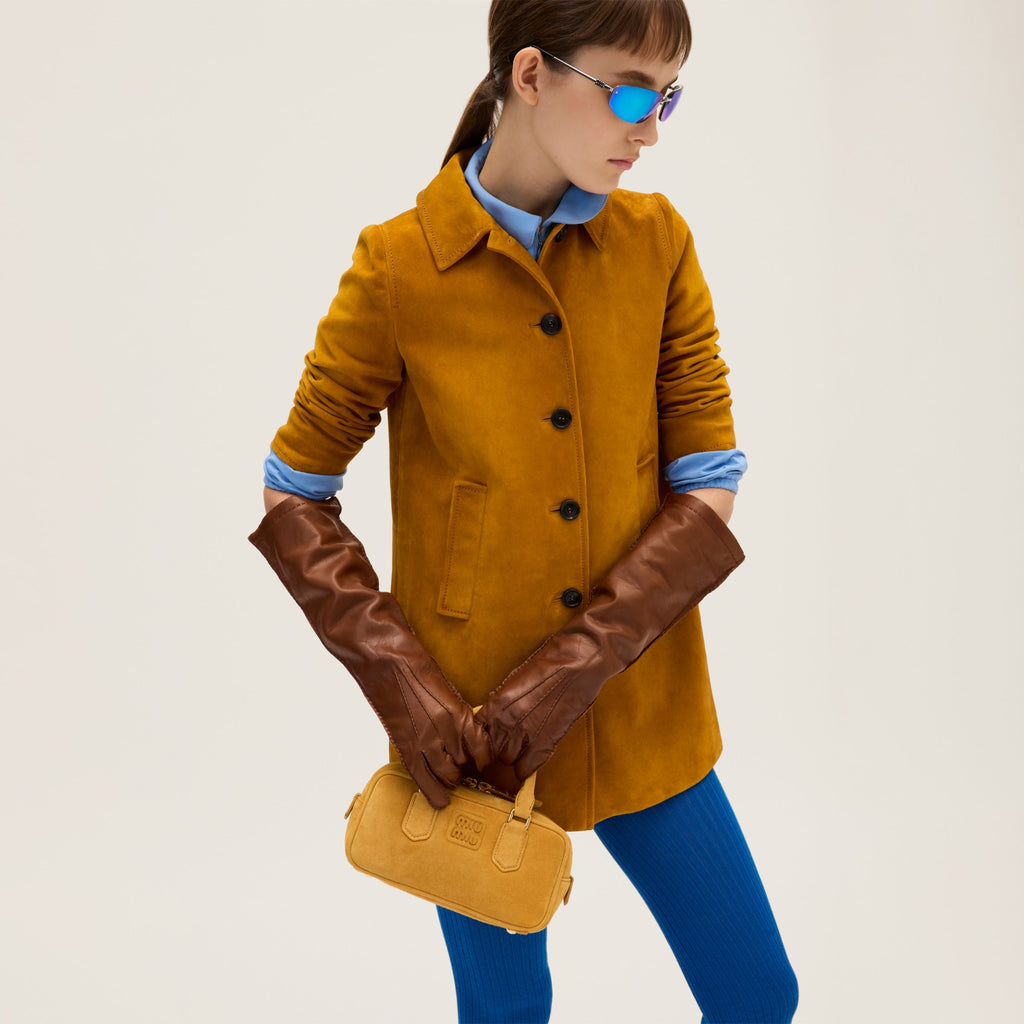 Miu Miu Arcadie padded suede top-handle bag